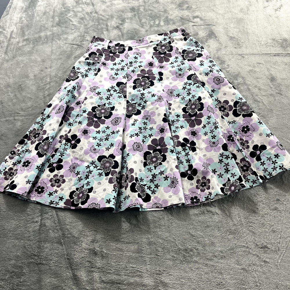 GNW 90s Y2k Floral Midi Skirt Purple Teal Black Panel Flare Size 6 175D650